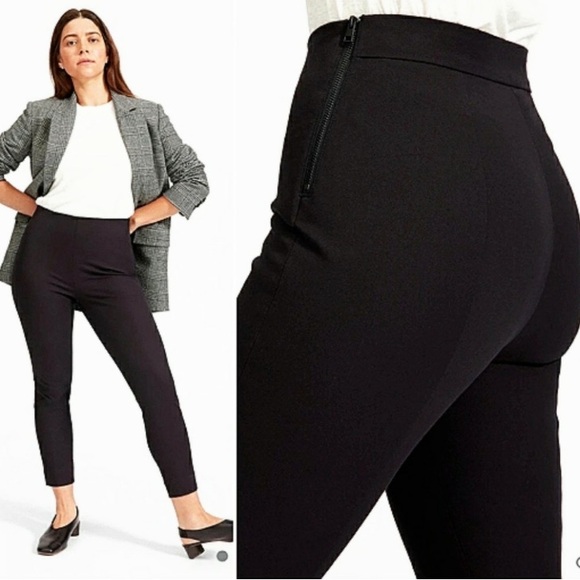 Everlane Womens Size 0 The Side-Zip Stretch Cotton Pant Black Work Trousers - Picture 2 of 13